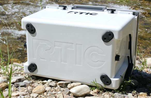 This photo shows the bottom of the RTIC Ultra-Light Cooler.