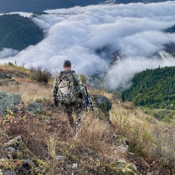 This photo shows the author wearing the Sitka Mountain Pants and related Sitka hunting clothing while elk hunting in Idaho during the review and testing process.