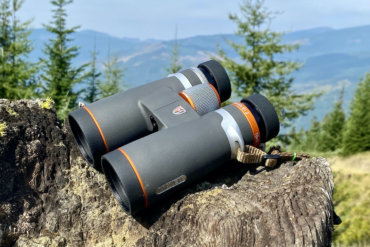 This photo shows the Maven B1.2 Binoculars outside in the mountains during the testing and review process.