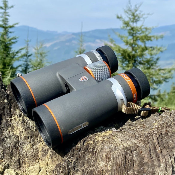 This photo shows the Maven B1.2 Binoculars outside in the mountains during the testing and review process.
