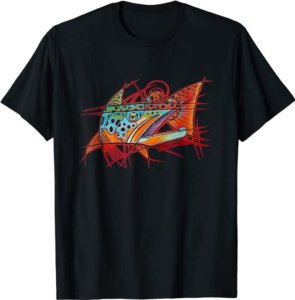 This photo shows the Derek DeYoung Cubist Brown Trout Fishing T-Shirt.