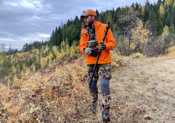 This photo shows the author testing the L.L.Bean Northwoods Rain Jacket during a whitetail deer hunt.
