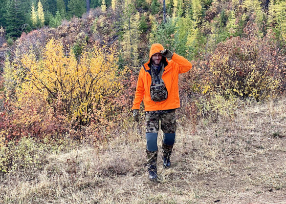 This photo shows the author wearing the L.L.Bean Northwoods Rain Jacket while hunting.