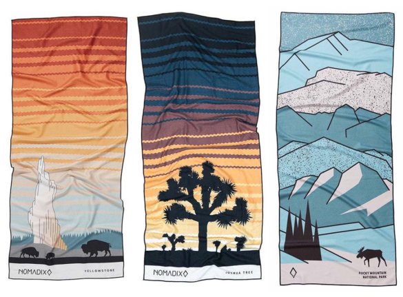 This camping photo shows the Nomadix 'National Parks' All-Purpose Towels.