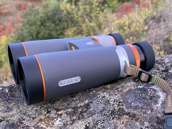 This photo shows a side profile of the Maven B.6 Binoculars.