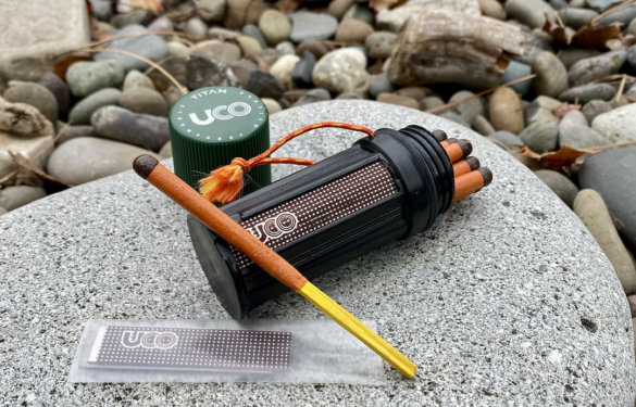 This camping gear gift photo shows the UCO Titan StormProof Match Kit.