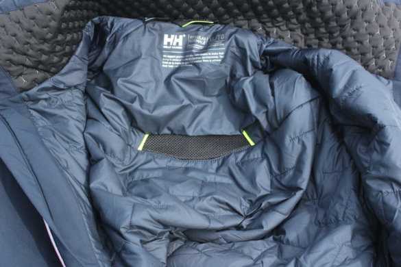 This photo shows the back vent on the Helly Hansen Alpha Lifaloft Jacket.
