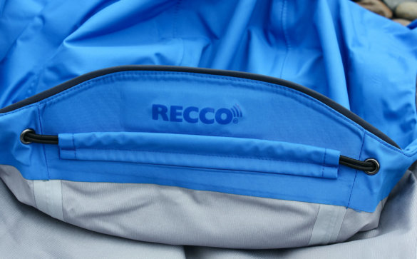 This photo shows the Recco reflector logo and positioning in the Helly Hansen Odin 9 Worlds 2.0 Jacket.