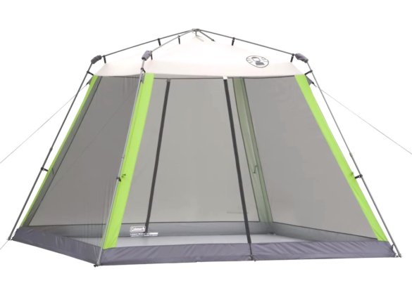This screen house review guide photo shows the Coleman Screened Canopy Sun Shelter with Instant Setup.