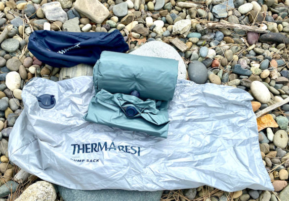 This photo shows the pump sack that is included with the Therm-a-Rest NeoAir Topo Luxe Sleeping Pad.