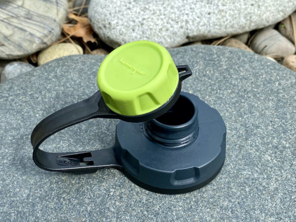 This photo shows the humangear capCAP+ water bottle accessory cap.