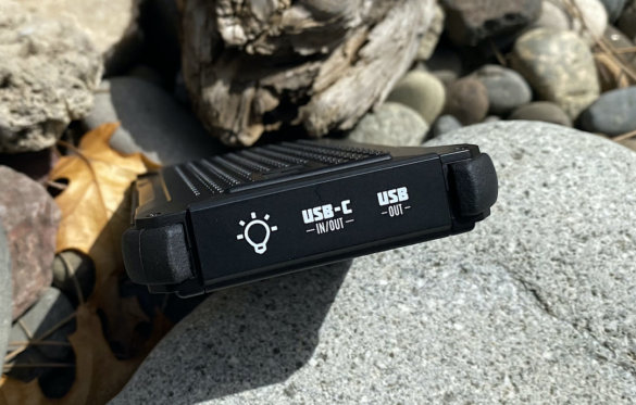 This photo shows the waterproof flap on the Poseidon Pro Charger.