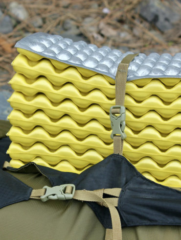 This photo shows the Therm-a-Rest Z Lite SOL Sleeping Pad attached to a backpack during the testing and review process.
