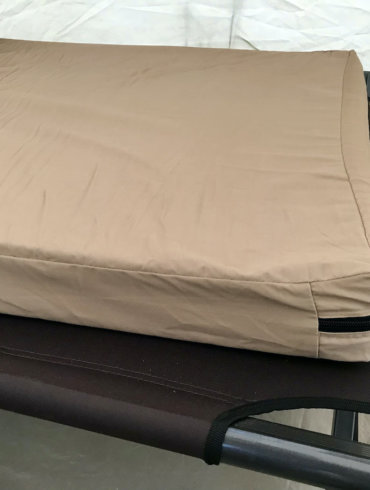 This photo shows the top of the Cabela's 3" Cot Pad that the author tested during the review process.