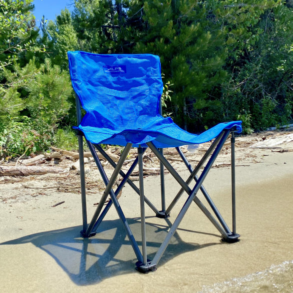 This photo shows the ALPS Mountaineering Adventure Chair at the beach during the testing and review process.