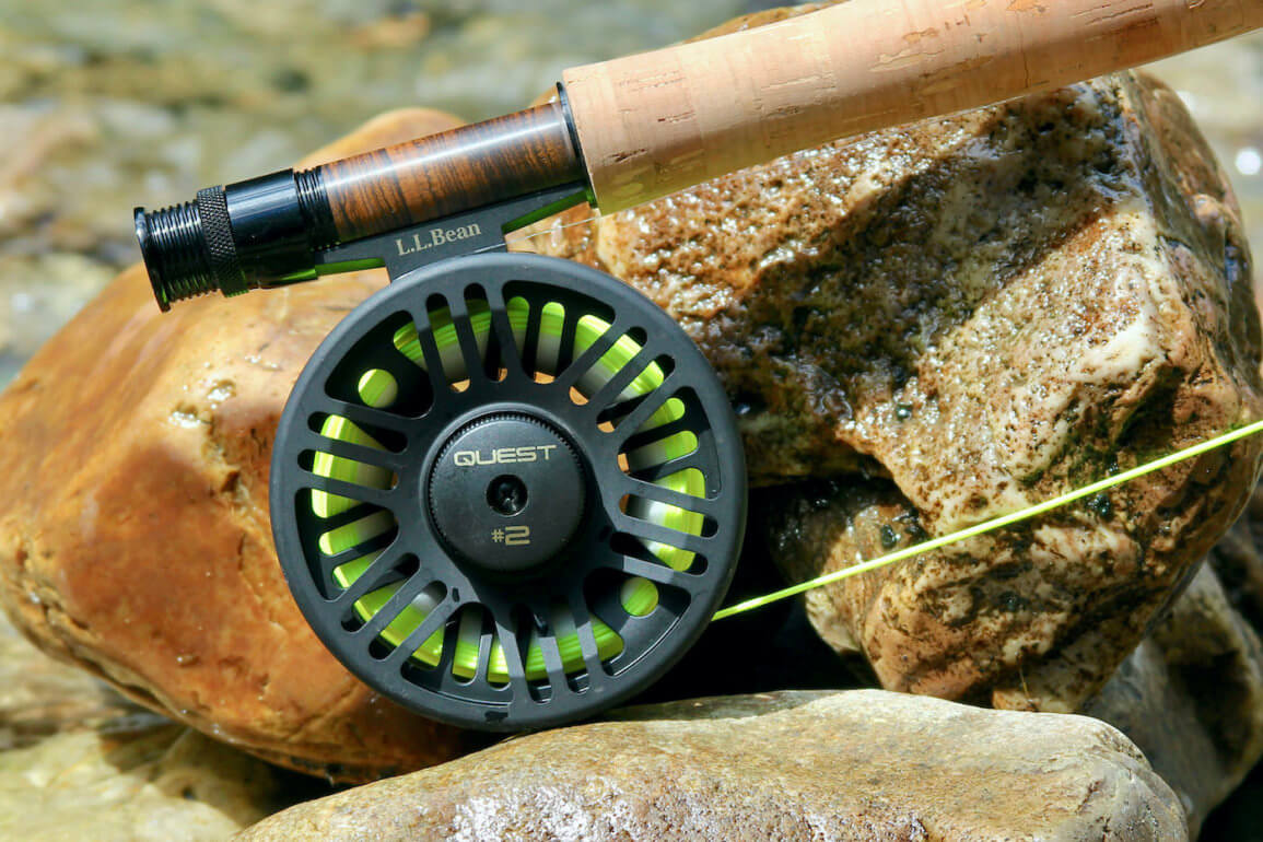 This photo shows the L.L.Bean Quest Fly Rod Outfit near a trout stream.