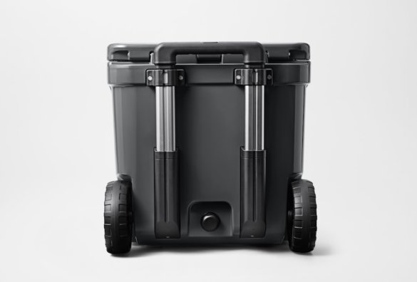 This photo shows the back of the YETI Roadie 48 cooler.