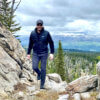This image shows the author wearing the Jack Wolfskin JWP Vest while alpine hiking in the mountains.