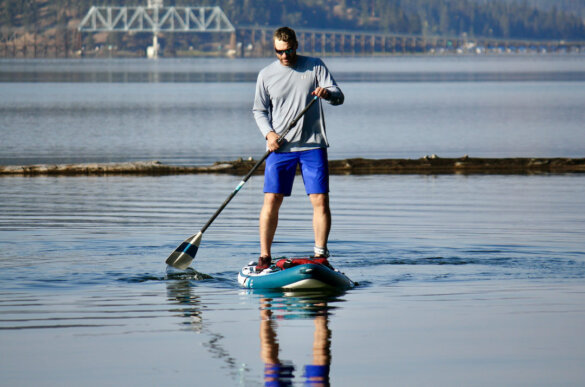 This photo shows the author testing the iRocker Cruiser Ultra on a lake during the review process.