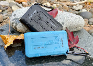 This photo shows the myCharge Portable Waterproof Power Bank rechargeable charger.