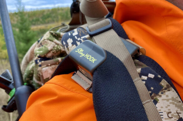 This photo shows the author testing the Talarik Sling Hook gun sling accessory.