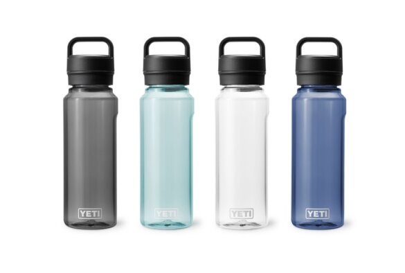 This photo shows the new YETI Yonder Drinkware water bottles in multiple color options.
