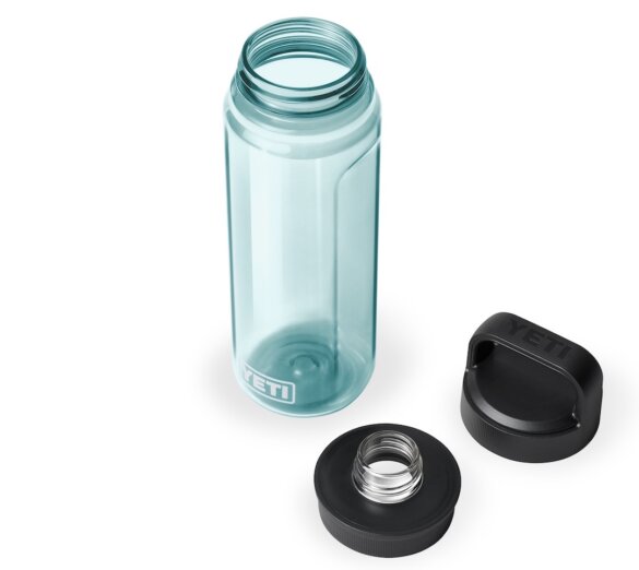 This photo shows the new YETI Yonder water bottle and Yonder Chug Cap.