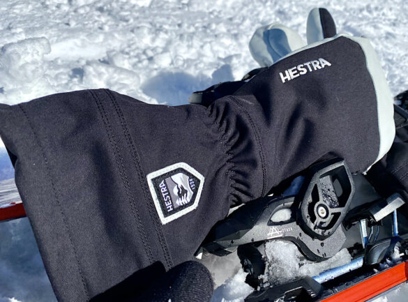 This photo shows the Hestra Heli Ski mitten back fabric.