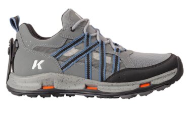 This photo shows a side profile of the new Korkers All Axis Shoe for wet wading in rivers, streams, and lakes.
