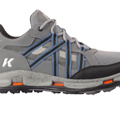 This photo shows a side profile of the new Korkers All Axis Shoe for wet wading in rivers, streams, and lakes.