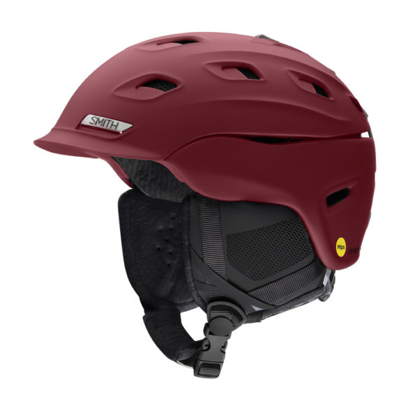 This product photo shows the Smith women's Vantage MIPS Helmet in the sangria color option.