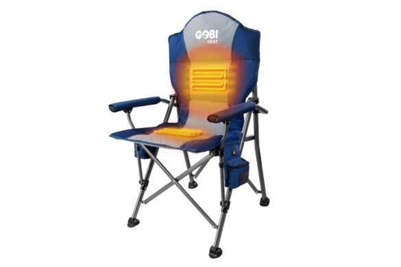 This outdoorsy mom gift idea is an illustrated photo of the Gobi Heat Terrain Heated Camp Chair that shows the built-in heating elements.