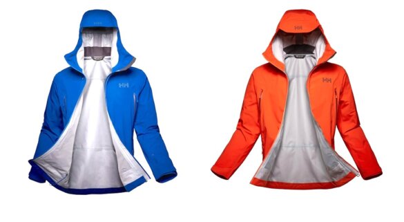 This photo shows two color options of the men's Helly Hansen Verglas Infinity Shell Jacket.