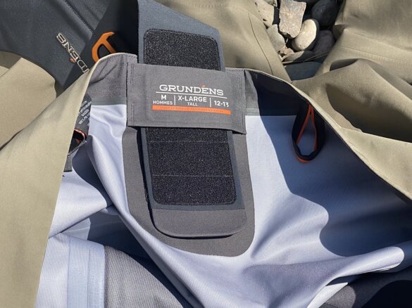This review photo shows the shoulder strap adjustment system on the Grundéns Boundary Stockingfoot Wader.