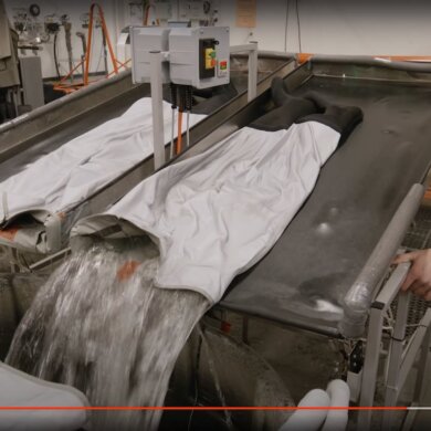 This photos shows a still from the Simms 'Wader Makers' short film.