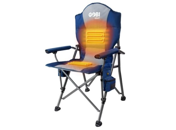 This product photo illustrates the Gobi Heat Terrain chair's heating element placement inside the seat and back.