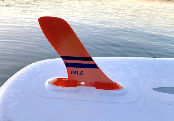This photo shows the new fin design on the ISLE Pioneer Pro.
