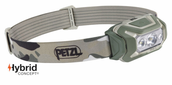 Petzl Aria 2 RGB hunting headlamp in the camo color option.
