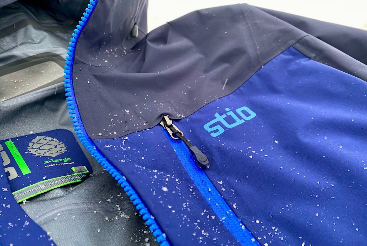 This Stio holiday sale photo shows a close up of a Stio skiing jacket.