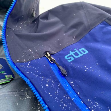 This Stio holiday sale photo shows a close up of a Stio skiing jacket.