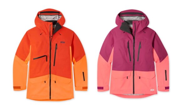This Stio Holiday Sale photo shows the Stio Figment men's and women's free ride ski and snowboarding jackets.