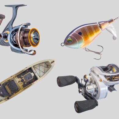 This photo shows fishing gear on sale now at the Bass Pros Shops Spring Fishing Classic Sale.