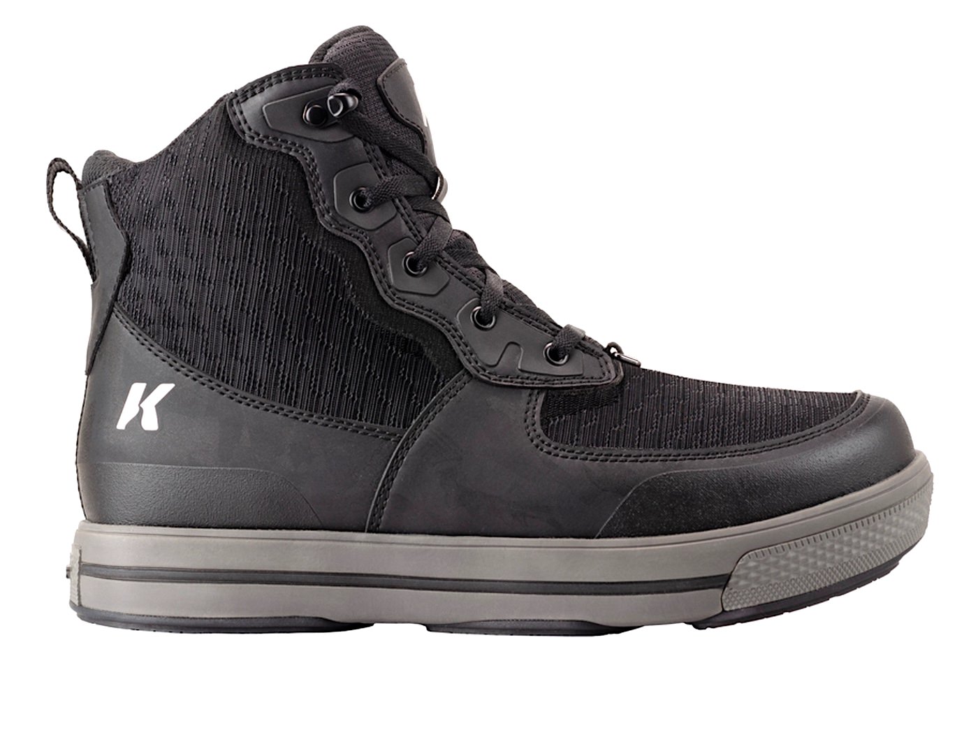 This photo shows the new Korkers 'Wade Lite' Stealth Sneaker wading boot.