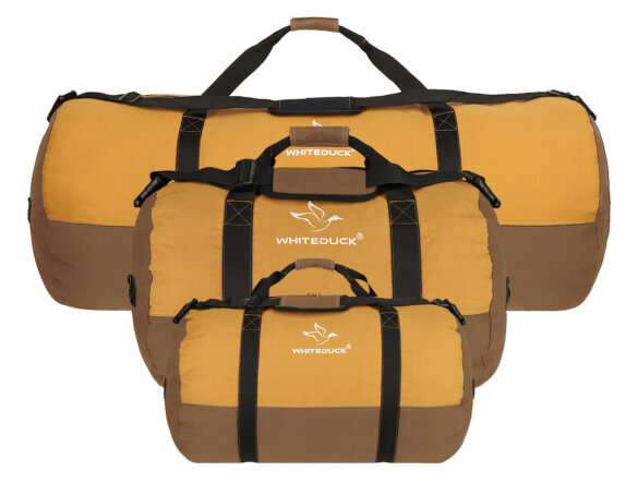 This product photo shows the Filios Canvas Duffel Bags introduced by White Duck Outdoors.