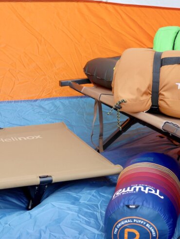 This photo shows two styles of camping cots the author tested during the review and comparison process.