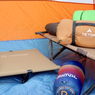 This photo shows two styles of camping cots the author tested during the review and comparison process.