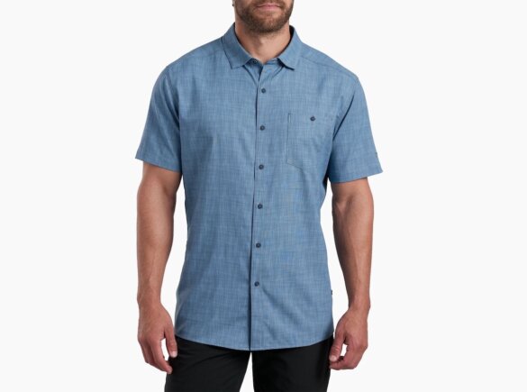 Man wearing men's KUHL PERSUADR shirt.