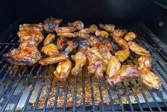 BBQ chicken wings cooked on Traeger Pro 575 grill.