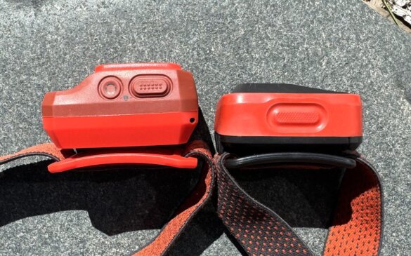 Black Diamond Storm 500-R headlamp next to Spot 400.