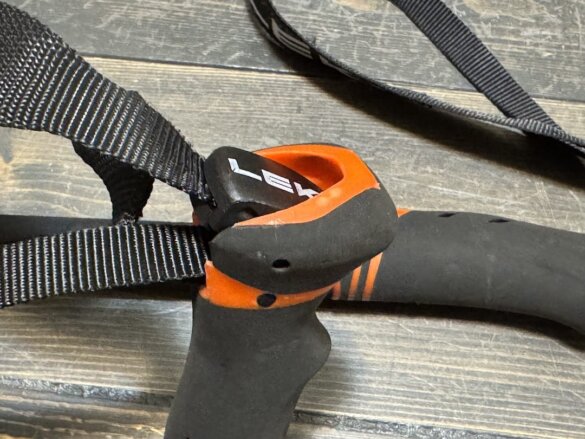 Closeup of Helicon handle strap adjustment.